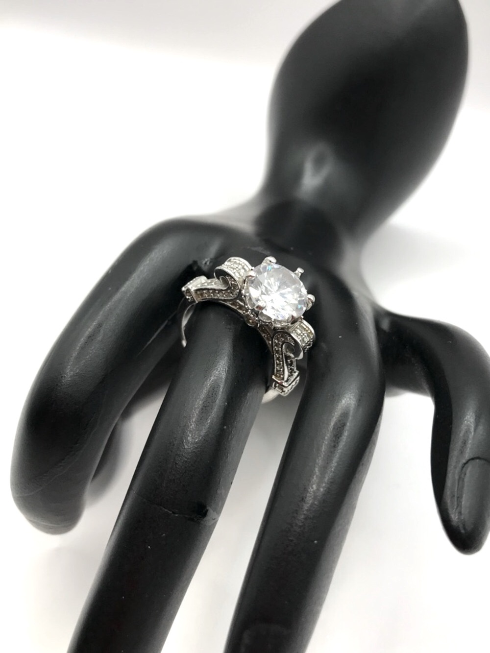 18K GF Solitaire Promise Ring with Clear Stone